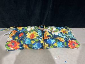 lot 341 image: Blazing Needles 16-inch Outdoor Rounded Back Chair Cushion, 16 x 16, Alfinia Fresco Caspian 2 Count