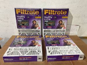 lot 229 image: LOT OF 4 Filtrete 20x25x4(SlimFit), AC Furnace Air Filter, MPR 1550 DP, Healthy Living Ultra Allergen Deep Pleat,