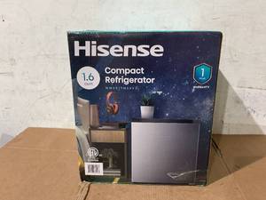 lot 236 image: Hisense 1.6 Cu Ft Single Door Mini Fridge, Silver, Energy Star, 1 Year Warranty, WMS017M6XVE