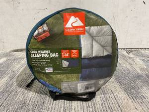 lot 130 image: Ozark Trail 35-Degree Cool Weather Rectangular Sleeping Bag, Blue, 33x77