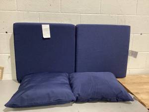 lot 403 image: LOT OF 4 Outdoor Chair Cushions for Patio Furniture- Navy Blue