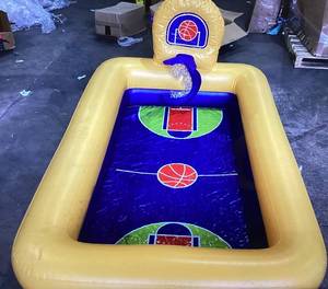 lot 411 image: Evajoy Inflatable Kiddie Pool 90x55x35 Inch Basketball Hoop Durable PVC Backyard