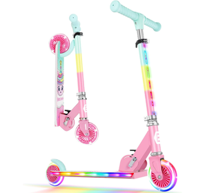 lot 540 image: BELEEV V2 Scooters for Kids with Light-Up Wheels & Stem & Deck, 2 Wheel Folding Scooter for Girls Boys