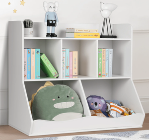 lot 541 image: Cowiewie Kids Toy Storage Organizer 5 Bins, Toy Box Chest for Playroom Bedroom Living Room, White