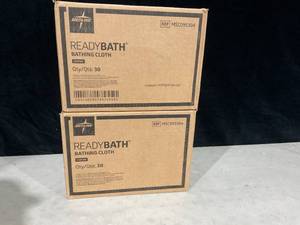 lot 369 image: LOT OF 2 Medline ReadyBath Adult Bath Wipes, 150 Wipes (5 Wipes, 30 Packs)