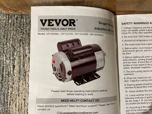 lot 76 image: Vevor Model DP120356L Air Compressor Motor 22 Amps Electric Motor