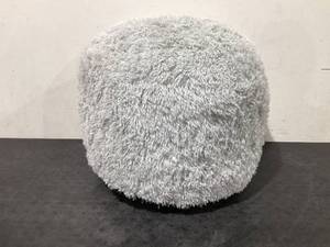 lot 557 image: Stuffed Round Faux Fur Pouf Ottoman- Mint Green