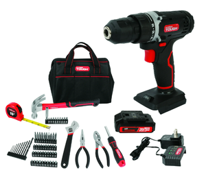 lot 585 image: Hyper Tough 20V Max 1.5AH 70-Piece Project Kit with Cordless Drill, Battery & Charger