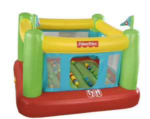 lot 595 image: Fisher-Price Bouncesational Inflatable Bouncer with Built-in Pump