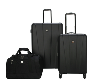 lot 604 image: Protege 3 Piece Traveling Hardside Value Luggage Set, Black, 28 Checked luggage, 20 Carry-on and 18 Duffel
