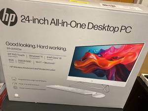 lot 8 image: HP 23.8 inch Touch All-in-One Windows Desktop Intel Core i3-1215U 8GB RAM 256GB SSD Starry White