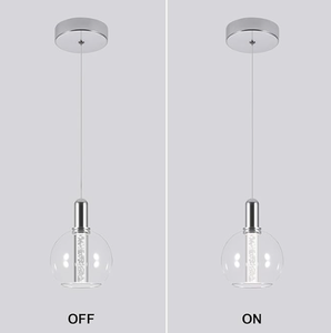 lot 232 image: Glass Pendant Lights Kitchen Island, 1-Light Cylinder Pendant Light with Glass Cover