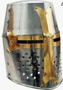 lot 287 image: Szco Supplies 14 Decorative Barrel Brass Helm Crusader Helmet (910902)