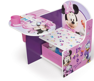 lot 382 image: Delta Children Chair Desk With Storage Bin, Disney Minnie Mouse