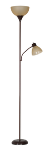lot 580 image: Mainstays 72 Brown Combo Floor Lamp With Reading Lamp, Modern Design