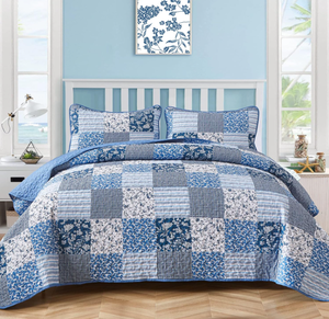lot 115 image: 3PCS King Size Mybedsoul Blue Boho Quilt Set
