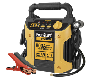 lot 117 image: EverStart Maxx 800 Peak Amp Jump Starter w 120 PSI Compressor, pivoting LED light, 3X USB ports