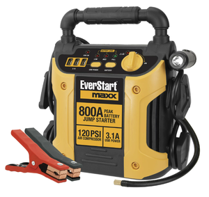 lot 118 image: EverStart Maxx 800 Peak Amp Jump Starter w 120 PSI Compressor, pivoting LED light, 3X USB ports