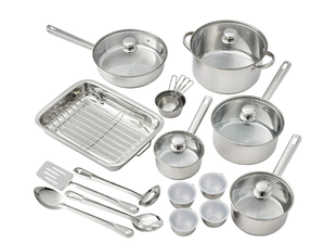 lot 123 image: 24PCS Mainstays Stainless Steel Kitchen Set