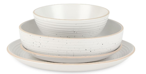 lot 154 image: 16PCS Stone Lain Lauren Modern Stoneware Round Dinnerware Set, Plates and Bowls Set, Dish set for 4