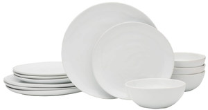 lot 156 image: 12PCS Everyday White Organic Dinnerware Set, Service For 4
