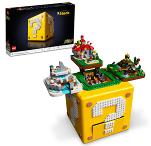 lot 189 image: LEGO Super Mario 64 Question Mark Block 71395, 3D Model Set for Adults with Microscale Levels and Princess Peach & Yoshi Micro Figures