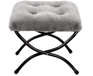 lot 228 image: HollyHOME Folding Footrest Stool, Upholstered Small Foldable Ottoman