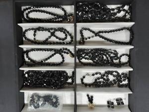 lot 8 image: Lot Of Vintage Black Necklaces (Most Are Glass)