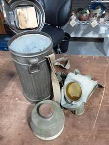 lot 49 image: German Gas Mask Cylinder With Canister