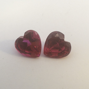 Pair of LAB GROWN RUBY - 1.89 twct. Heart shape brilliant cut