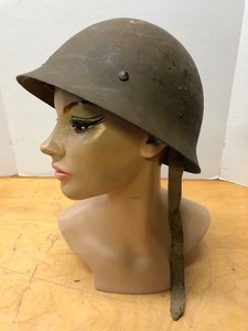 lot 218 image: Old Vintage Military Helmet wLeather Liner