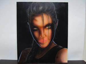 lot 120 image: Great Looking Signed Painting on Canvas - Lara Croft - Tomb Raider by Andrew Millar