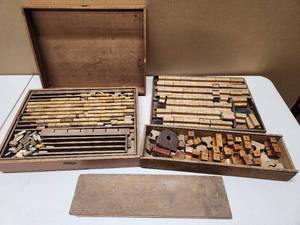 lot 166 image: 3 Sets of Antique Wood Letter & Word Stamps Typeset etc