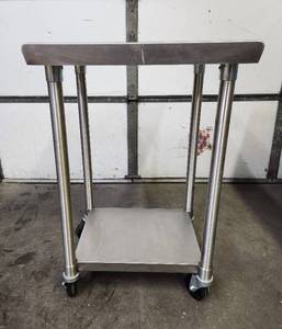lot 173 image: Stainless Steel Rolling 2-Tiered Table