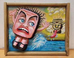 lot 185 image: Very Cool 3D Original Pop Art Painting - Inadvertent Baptism Signed Art Queen - 2011