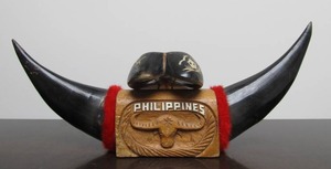 lot 13 image: Genuine Buffalo Horn Display
