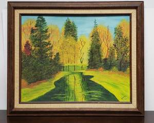 lot 93 image: Original Vintage Scenic Landscaping Painting Signed Shelley 24