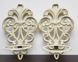 lot 95 image: Pair Of Vintage Wrought Iron French Style Wall Planters