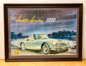 lot 277 image: Very Cool Large Framed AUSTIN HEALY 3000 Poster