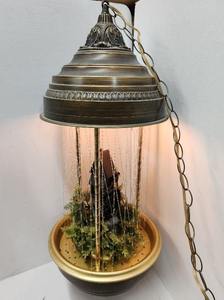 lot 295 image: Excellent Clean Working Vintage Rain Lamp wCabin & Water Wheel