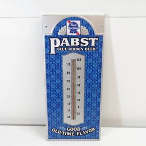 lot 34 image: Vintage Pabst Blue Ribbon Metal Thermometer