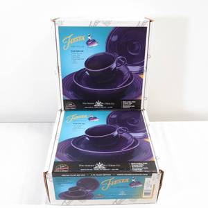 lot 35 image: 2 Sets of Fiesta Ware Plum Colored 5-Piece Place Setting - Unused