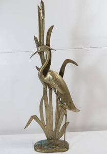 lot 57 image: Brass HeronCrane Sculpture
