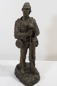 lot 59 image: 12 Solid Bronze Soldier Sculpture Signed M. Hopkins - 312500