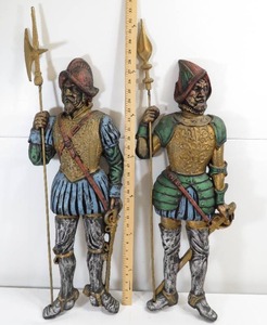 lot 58 image: Pair of 33 Cast Metal Conquistador Wall Hangings