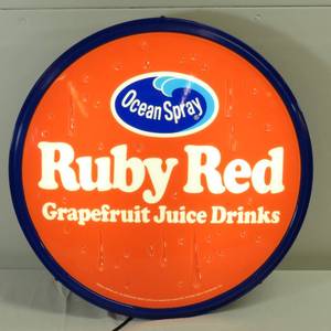 lot 67 image: Ocean Spray Ruby Red Grapefruit Juice Light Up Sign - Mirro Products