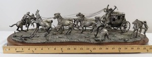 lot 68 image: The Holdup of the Overland Stage Pewter Sculpture - Gordon Phillips 224750