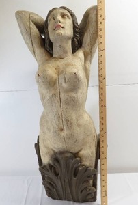 lot 70 image: Wood Figurehead 34 Length Nude Female - Nettle Creek