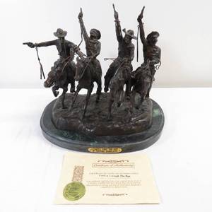 lot 72 image: Large A & S Bronzes Inc. FREDERIC REMINGTON Coming Through the Rye Solid Bronze Sculpture