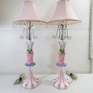 lot 74 image: 2 Whimsical Lamps - Pink Lady Dress Forms